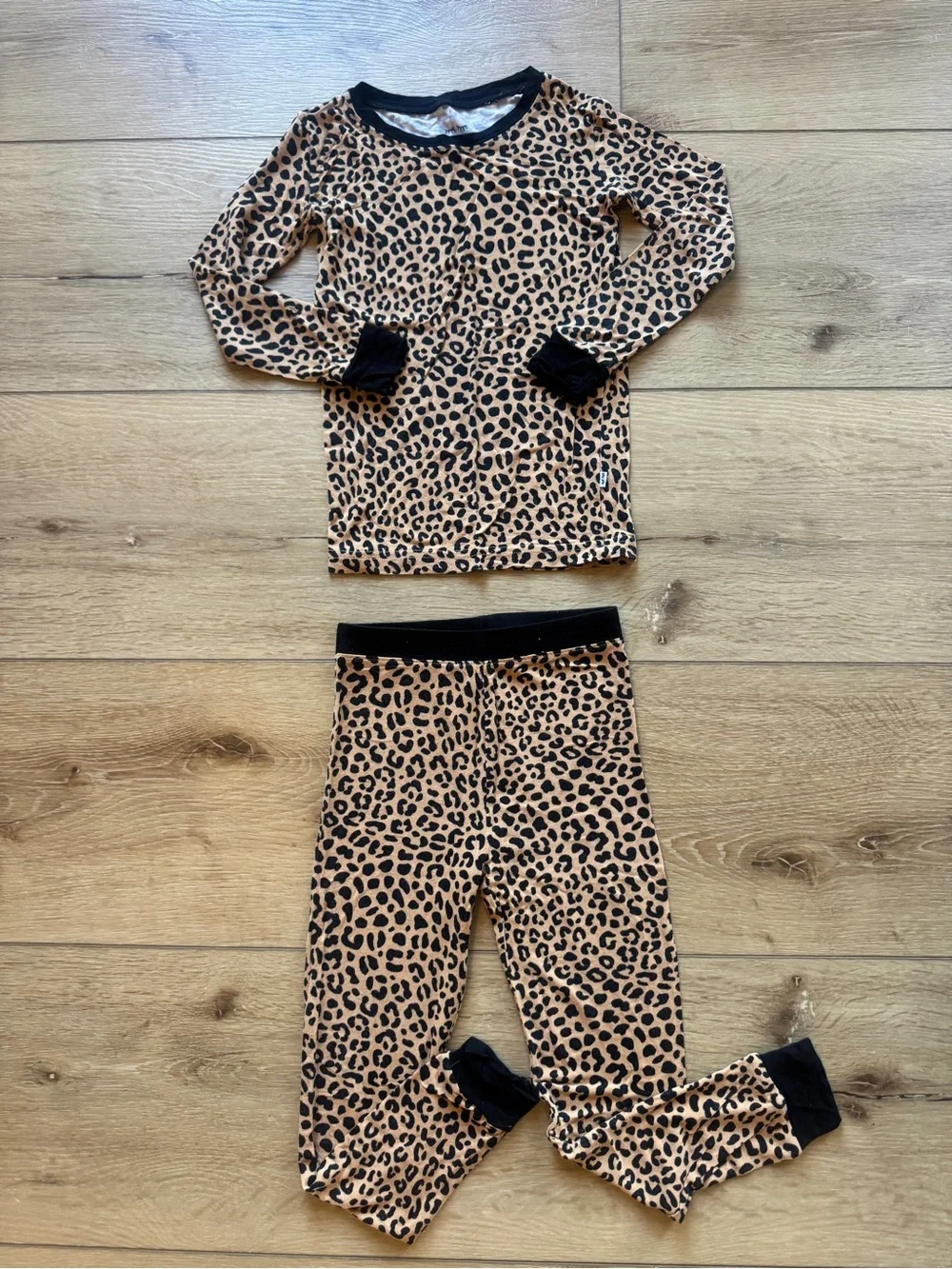 Little Sleepies Leopard Print Pajama Set - tan & black